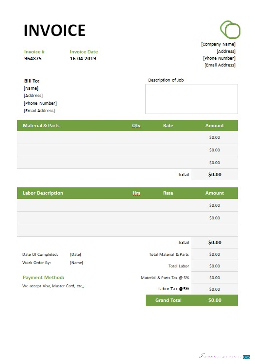 Download Garage Invoice Template Photoshop template